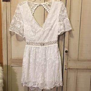 BEAUTIFULLY DETAILED EMBROIDERED WHITE ROMPER